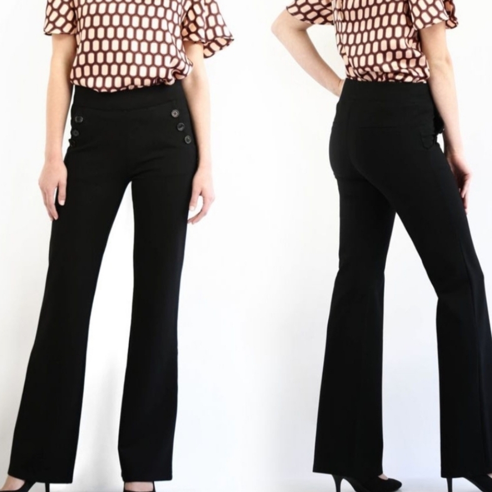 Betabrand Black Flare Pants High-Rise Boot Cut